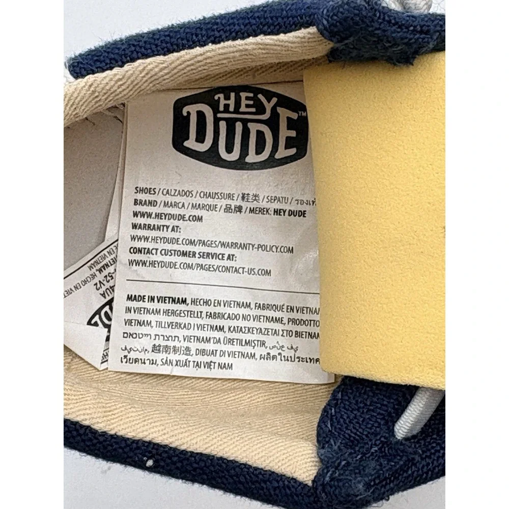 Hey Dude Wally Toddler Linen Natural Navy Shoes Size C8